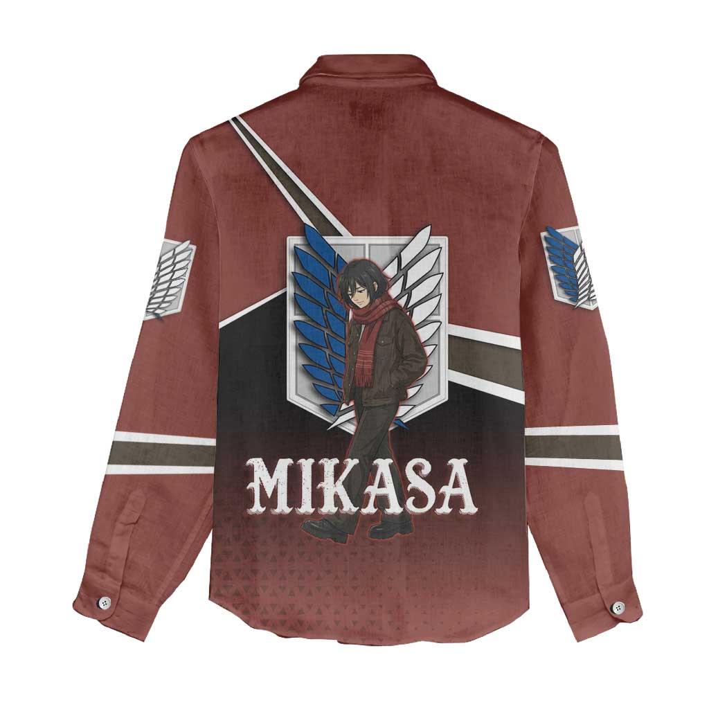 Mikasa Attack on Titan Women Casual Shirt Anime Cozy Streetwear Art