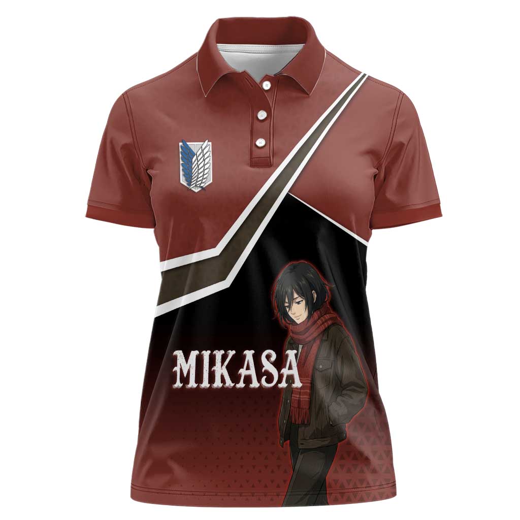 Mikasa Attack on Titan Women Polo Shirt Anime Cozy Streetwear Art