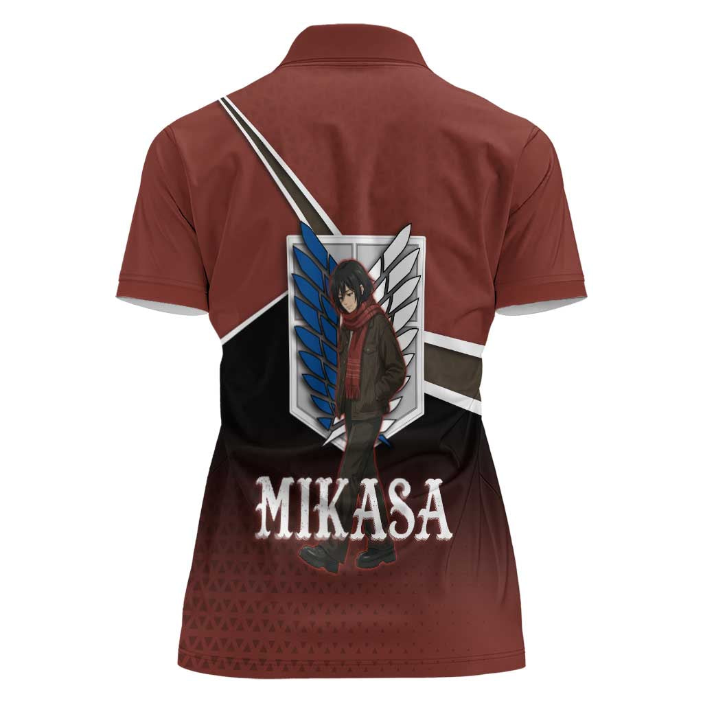 Mikasa Attack on Titan Women Polo Shirt Anime Cozy Streetwear Art