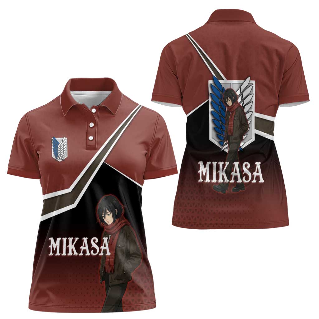 Mikasa Attack on Titan Women Polo Shirt Anime Cozy Streetwear Art