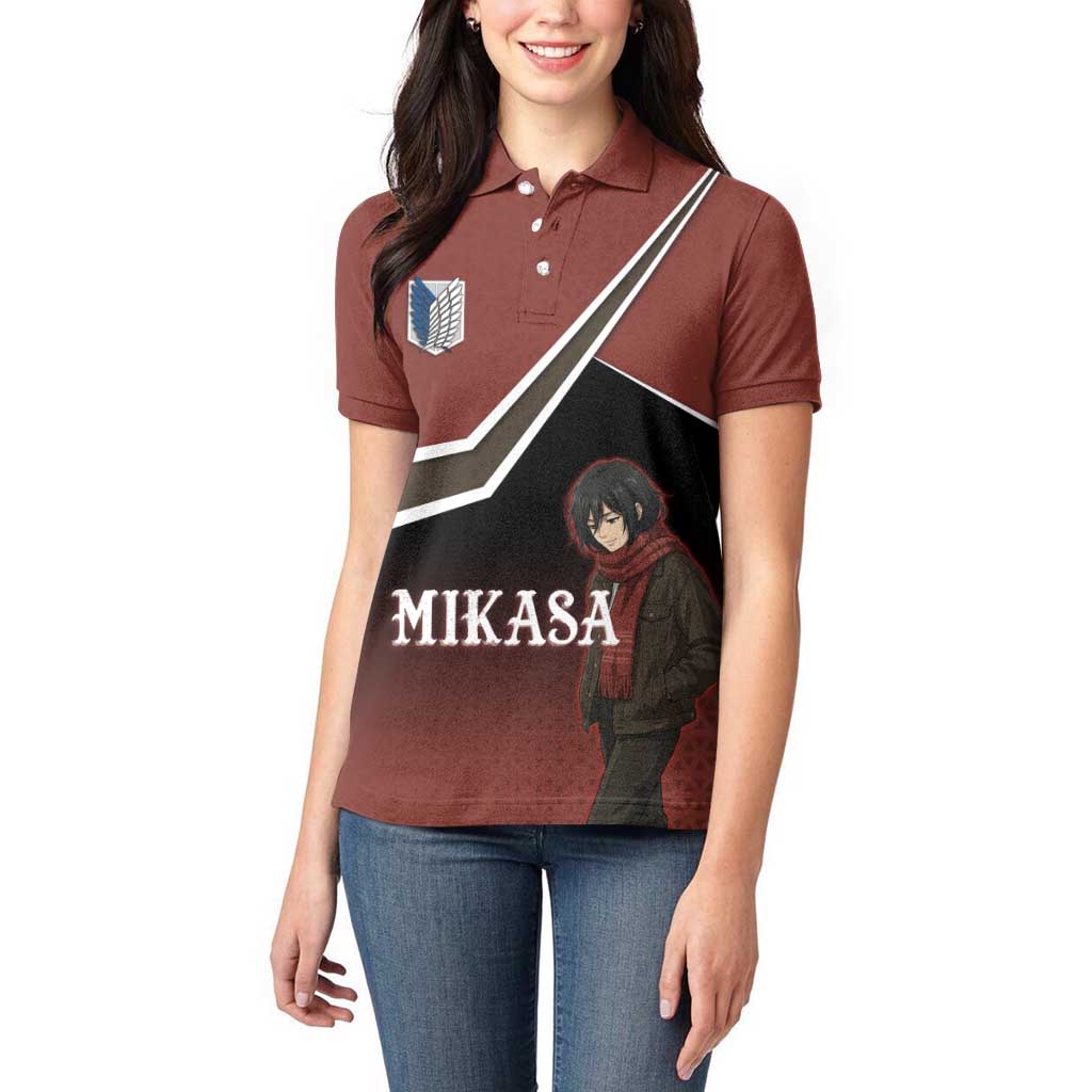 Mikasa Attack on Titan Women Polo Shirt Anime Cozy Streetwear Art