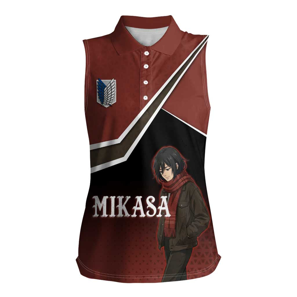 Mikasa Attack on Titan Women Sleeveless Polo Shirt Anime Cozy Streetwear Art