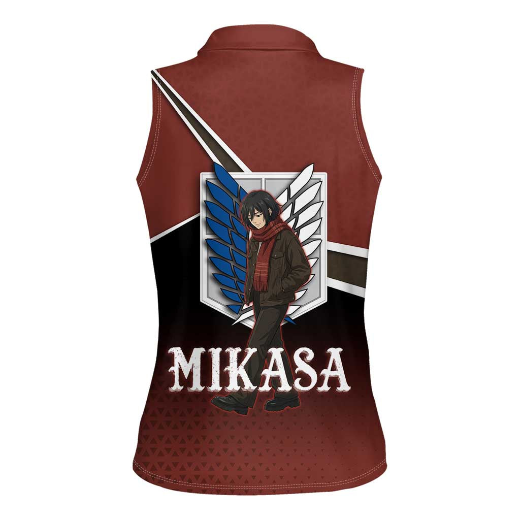 Mikasa Attack on Titan Women Sleeveless Polo Shirt Anime Cozy Streetwear Art