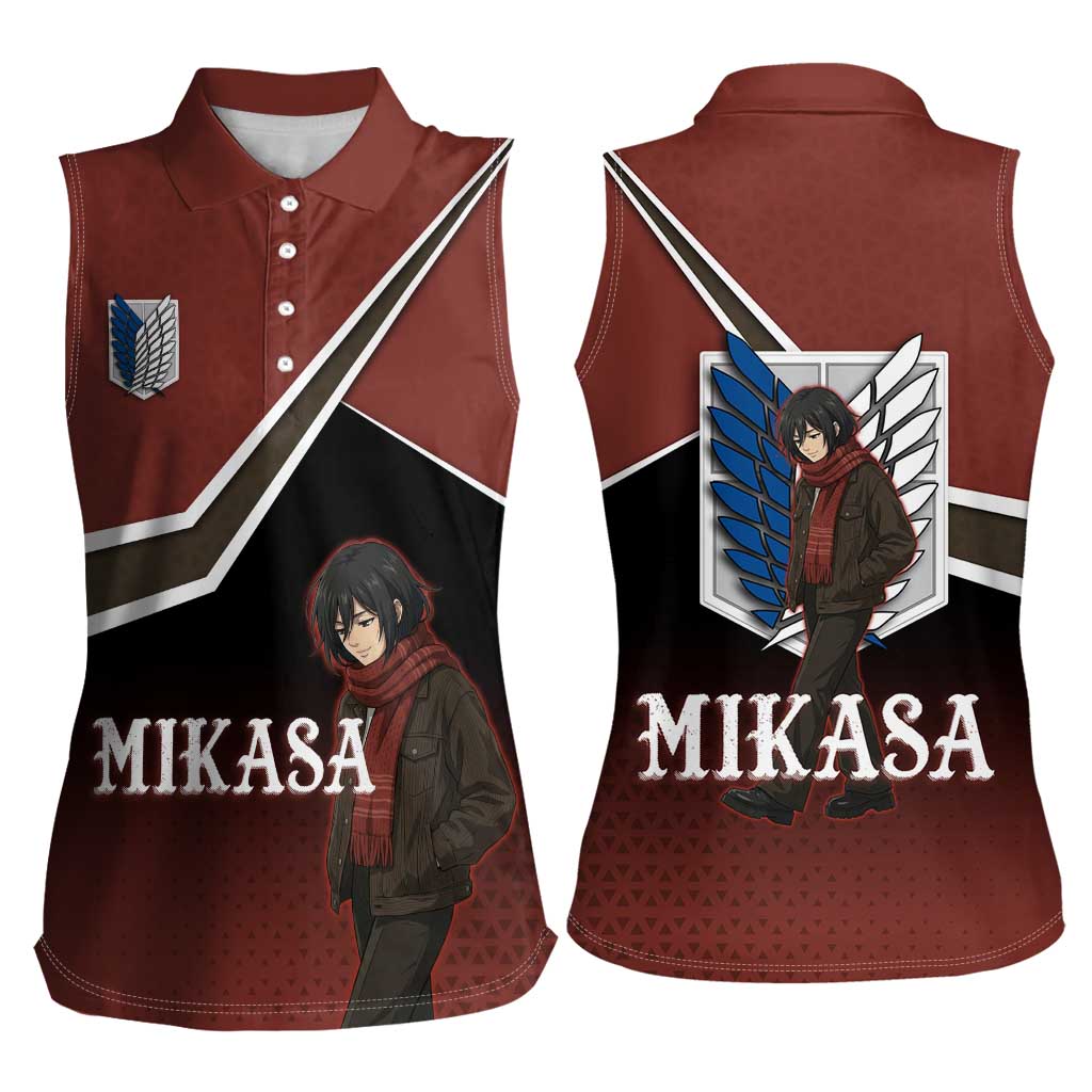 Mikasa Attack on Titan Women Sleeveless Polo Shirt Anime Cozy Streetwear Art