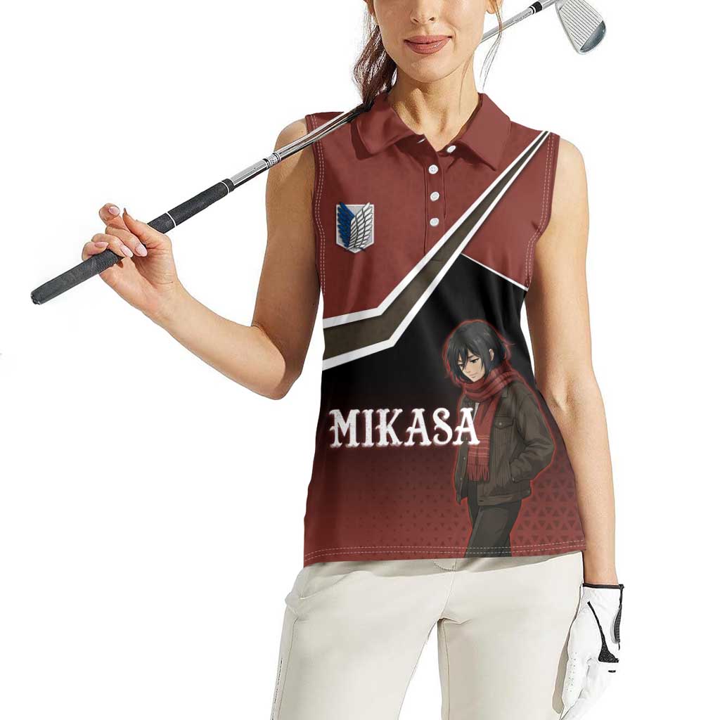 Mikasa Attack on Titan Women Sleeveless Polo Shirt Anime Cozy Streetwear Art