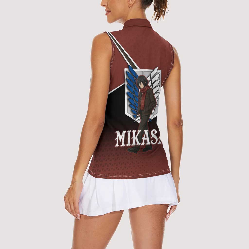 Mikasa Attack on Titan Women Sleeveless Polo Shirt Anime Cozy Streetwear Art