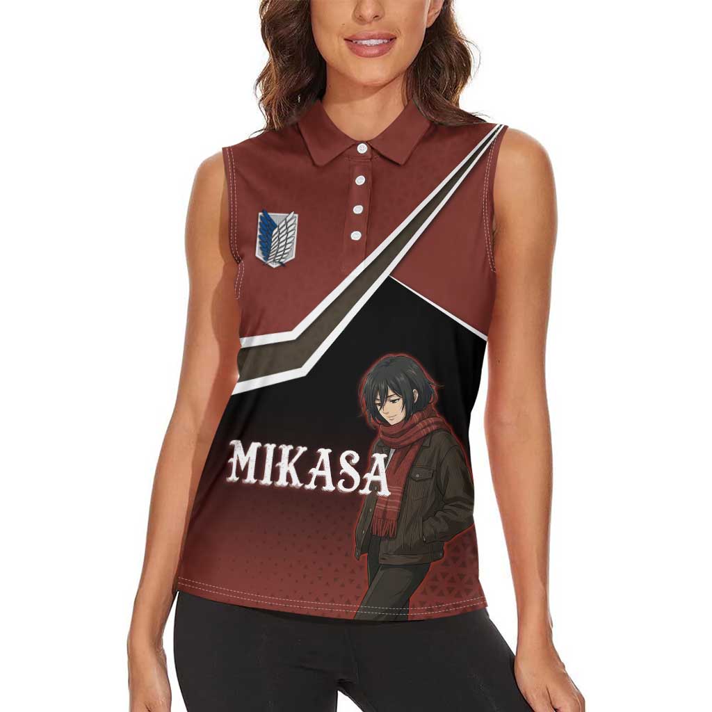 Mikasa Attack on Titan Women Sleeveless Polo Shirt Anime Cozy Streetwear Art