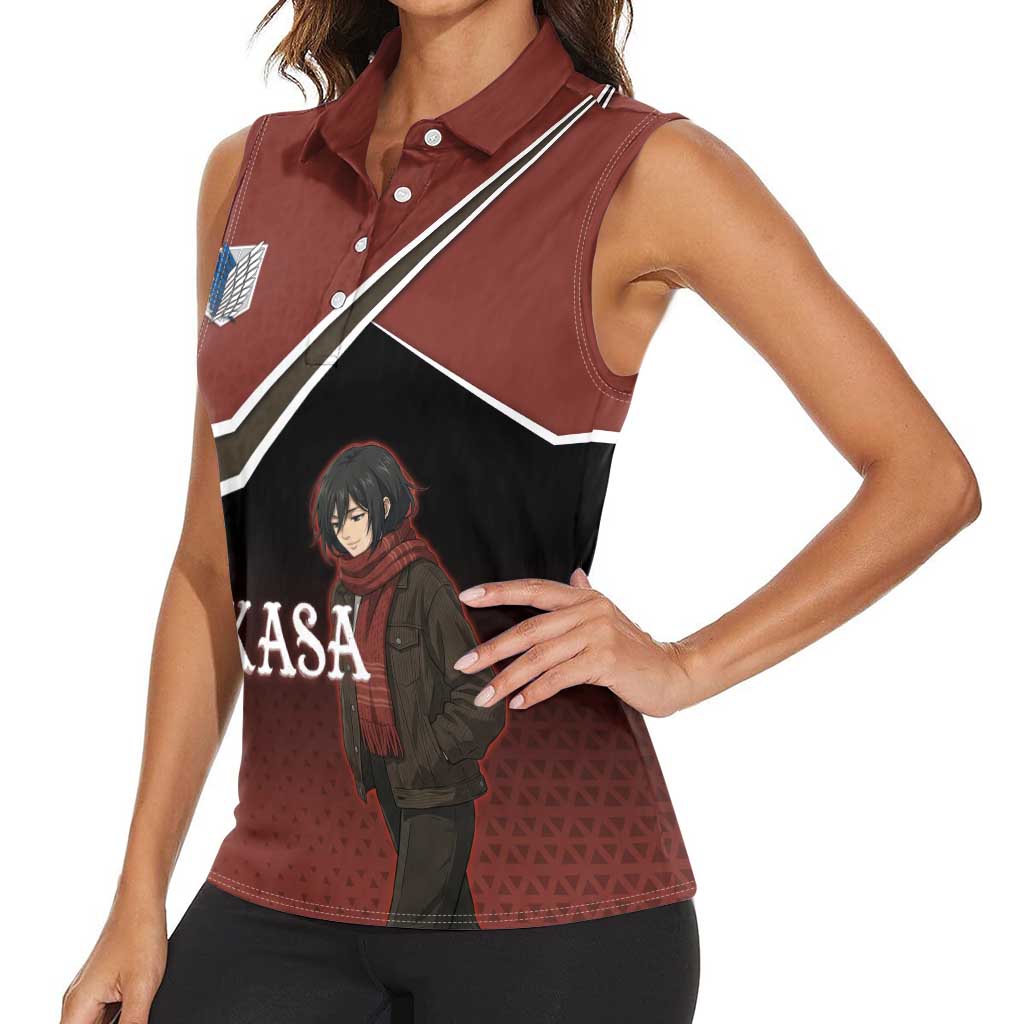 Mikasa Attack on Titan Women Sleeveless Polo Shirt Anime Cozy Streetwear Art