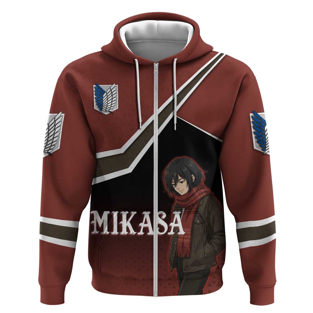 Mikasa Attack on Titan Zip Hoodie Anime Cozy Streetwear Art