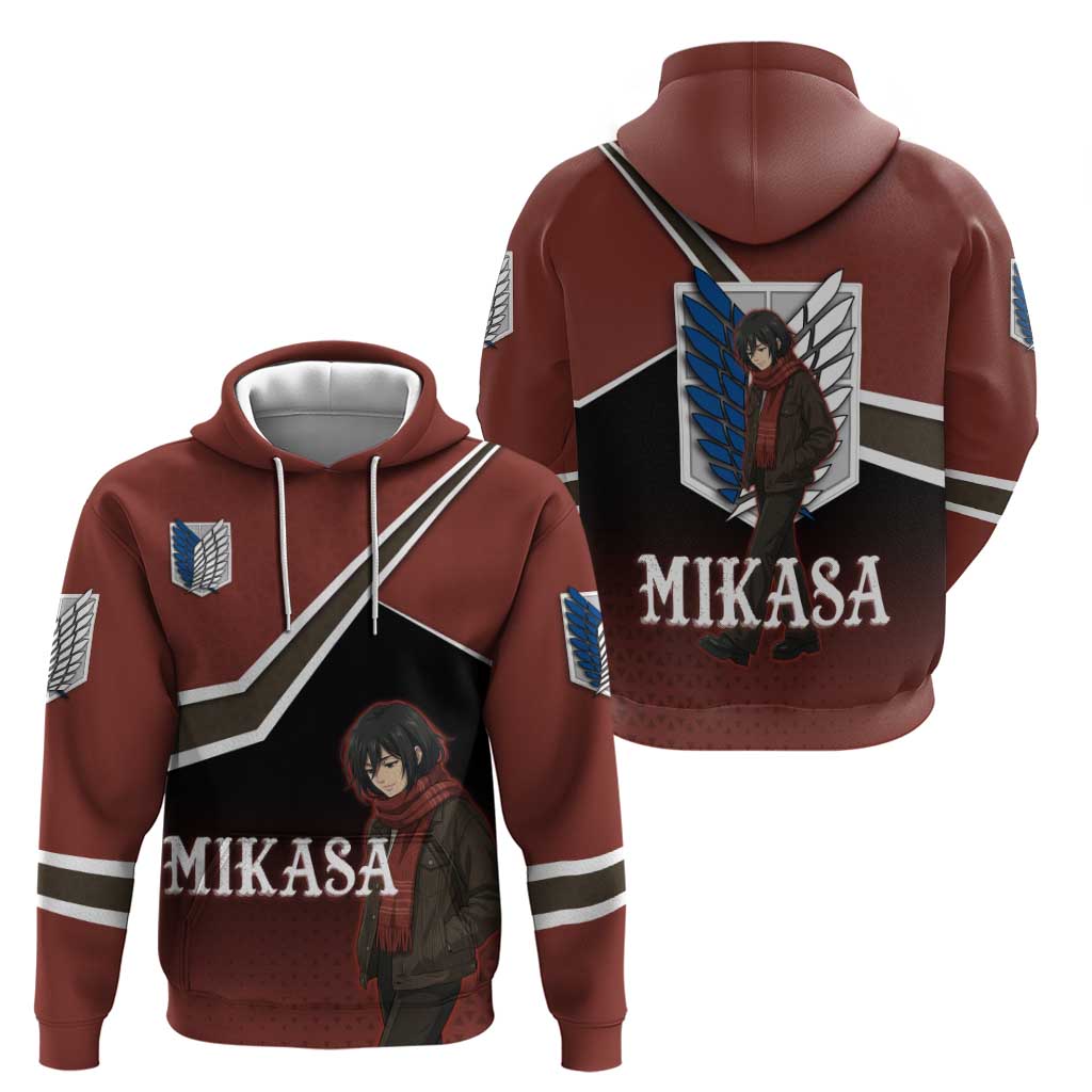 Mikasa Attack on Titan Zip Hoodie Anime Cozy Streetwear Art