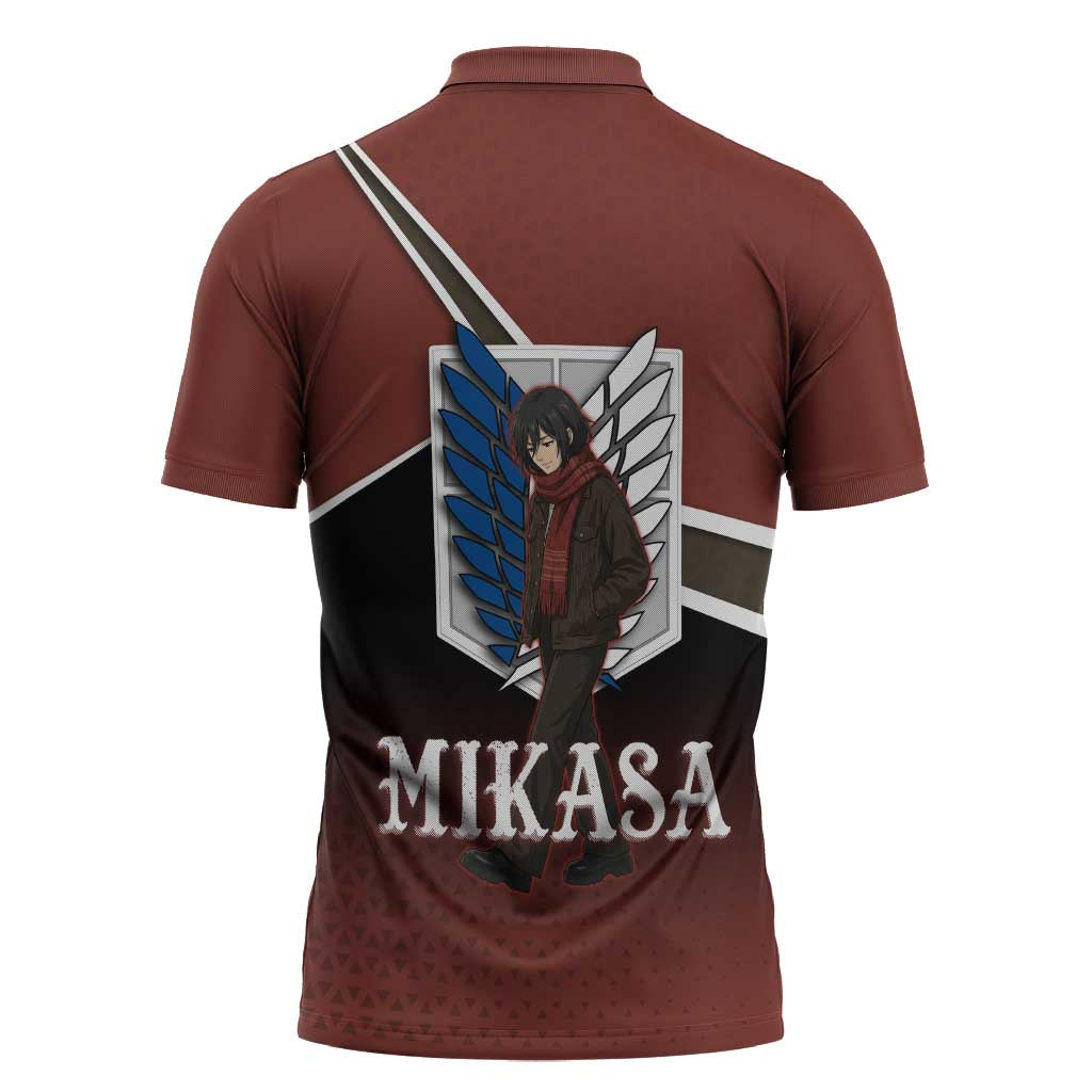 Mikasa Attack on Titan Zipper Polo Shirt Anime Cozy Streetwear Art