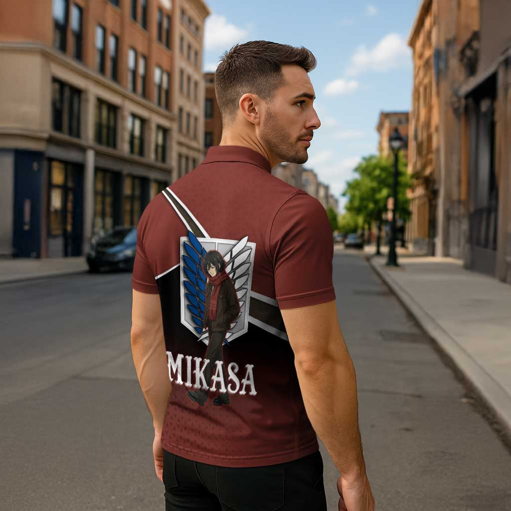 Mikasa Attack on Titan Zipper Polo Shirt Anime Cozy Streetwear Art