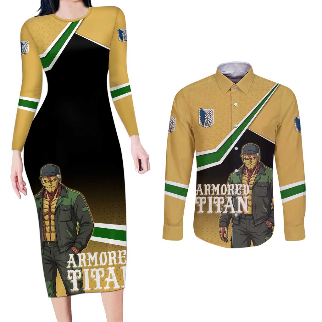 Armored Titan Attack on Titan Couples Matching Long Sleeve Bodycon Dress and Long Sleeve Button Shirt Anime Urban Warrior Style