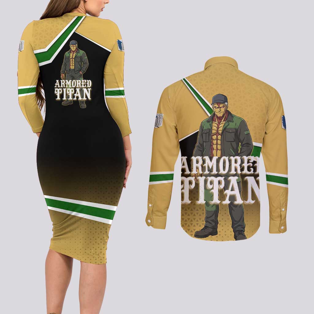 Armored Titan Attack on Titan Couples Matching Long Sleeve Bodycon Dress and Long Sleeve Button Shirt Anime Urban Warrior Style