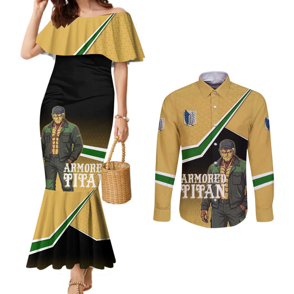 Armored Titan Attack on Titan Couples Matching Mermaid Dress and Long Sleeve Button Shirt Anime Urban Warrior Style