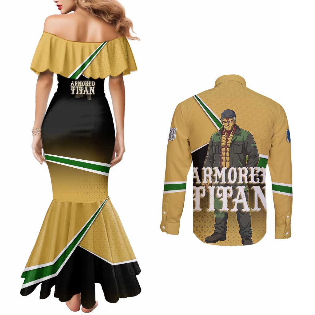 Armored Titan Attack on Titan Couples Matching Mermaid Dress and Long Sleeve Button Shirt Anime Urban Warrior Style