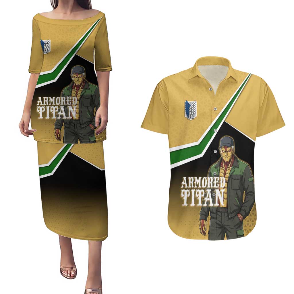 Armored Titan Attack on Titan Couples Matching Puletasi and Hawaiian Shirt Anime Urban Warrior Style