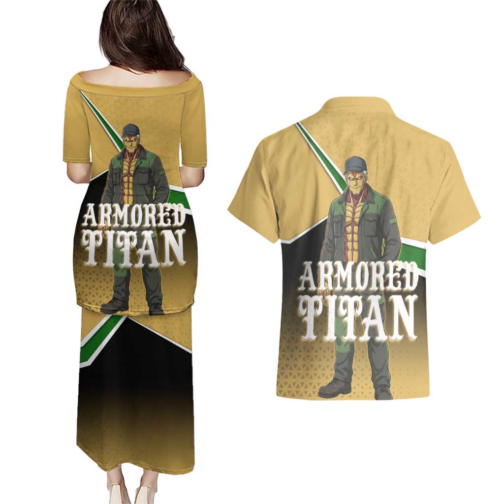 Armored Titan Attack on Titan Couples Matching Puletasi and Hawaiian Shirt Anime Urban Warrior Style