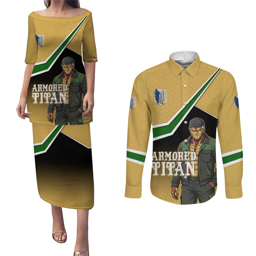 Armored Titan Attack on Titan Couples Matching Puletasi and Long Sleeve Button Shirt Anime Urban Warrior Style