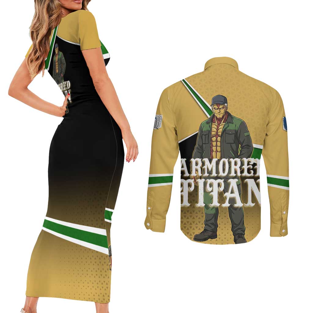 Armored Titan Attack on Titan Couples Matching Short Sleeve Bodycon Dress and Long Sleeve Button Shirt Anime Urban Warrior Style