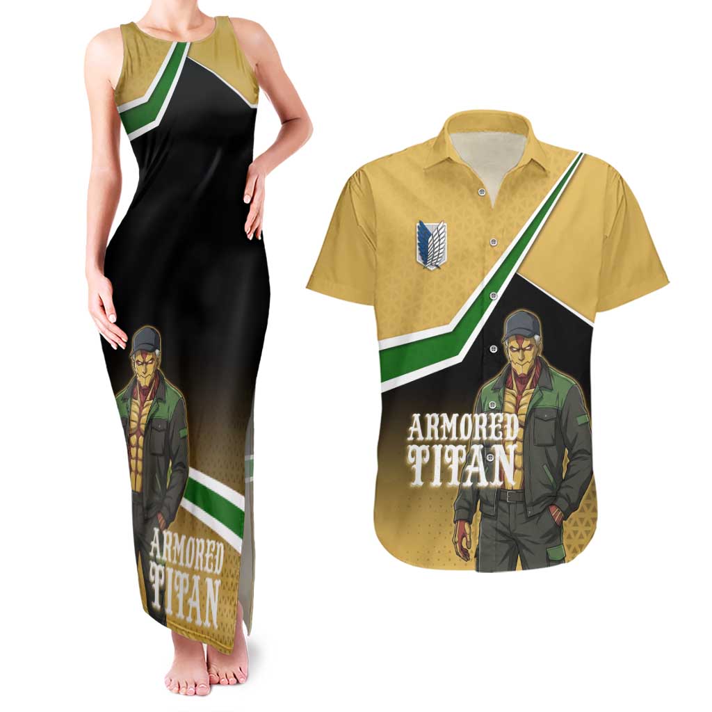 Armored Titan Attack on Titan Couples Matching Tank Maxi Dress and Hawaiian Shirt Anime Urban Warrior Style