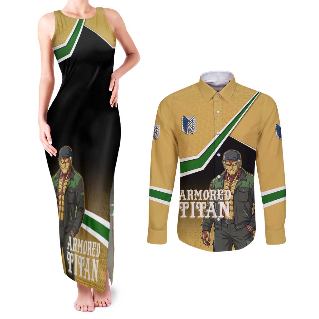 Armored Titan Attack on Titan Couples Matching Tank Maxi Dress and Long Sleeve Button Shirt Anime Urban Warrior Style