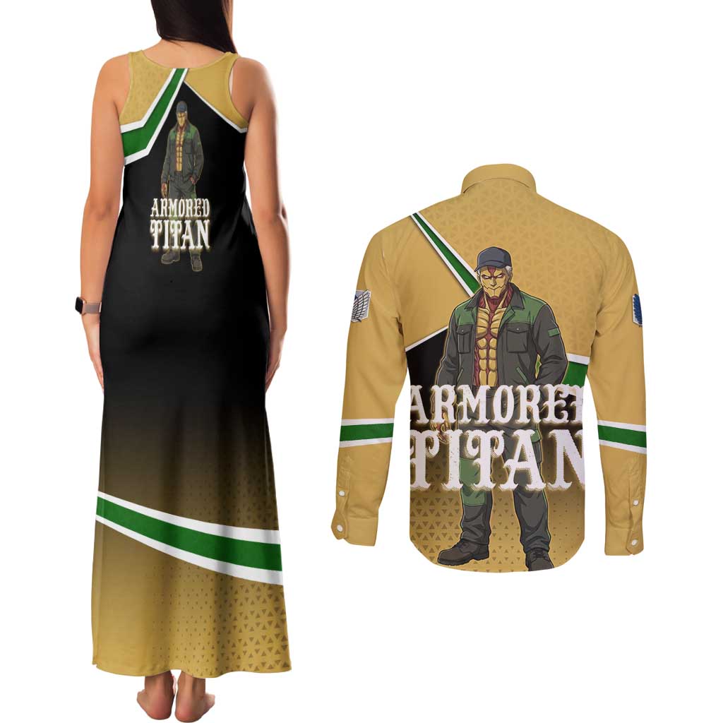 Armored Titan Attack on Titan Couples Matching Tank Maxi Dress and Long Sleeve Button Shirt Anime Urban Warrior Style