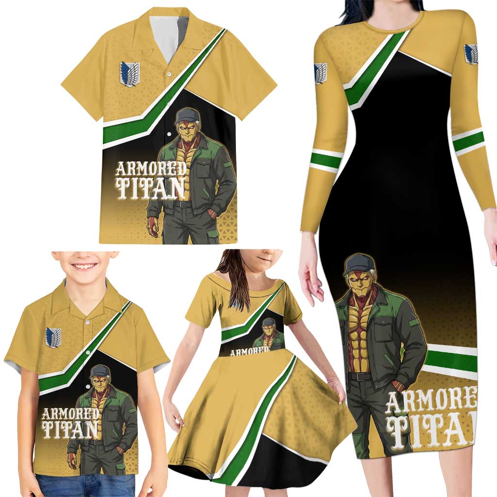 Armored Titan Attack on Titan Family Matching Long Sleeve Bodycon Dress and Hawaiian Shirt Anime Urban Warrior Style