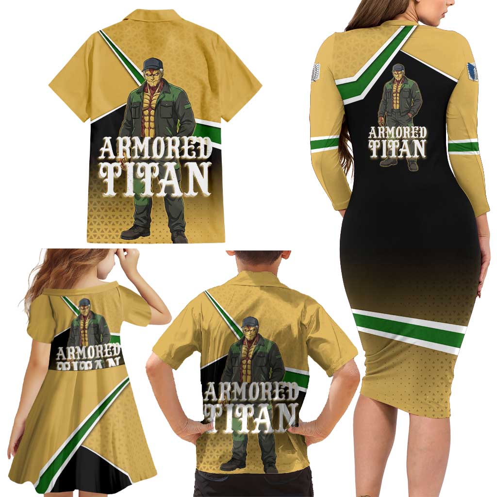 Armored Titan Attack on Titan Family Matching Long Sleeve Bodycon Dress and Hawaiian Shirt Anime Urban Warrior Style