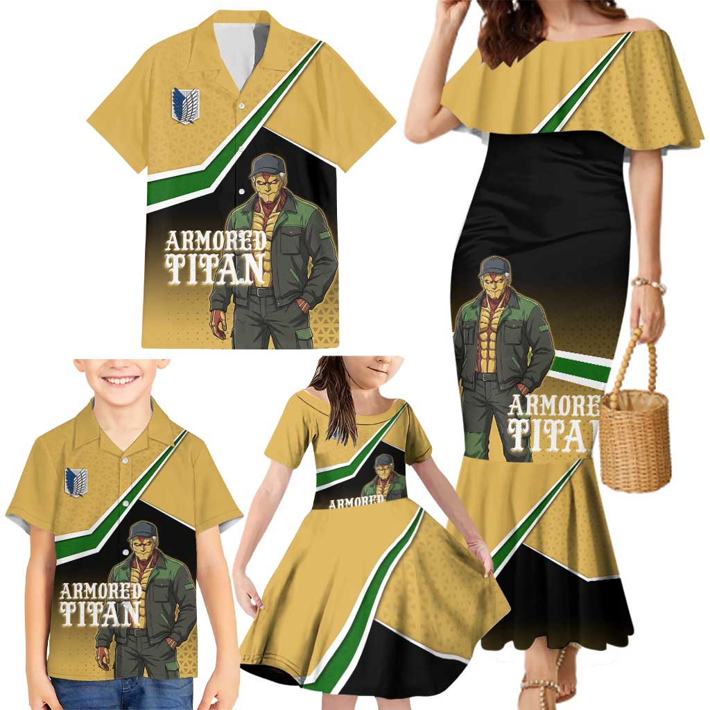 Armored Titan Attack on Titan Family Matching Mermaid Dress and Hawaiian Shirt Anime Urban Warrior Style