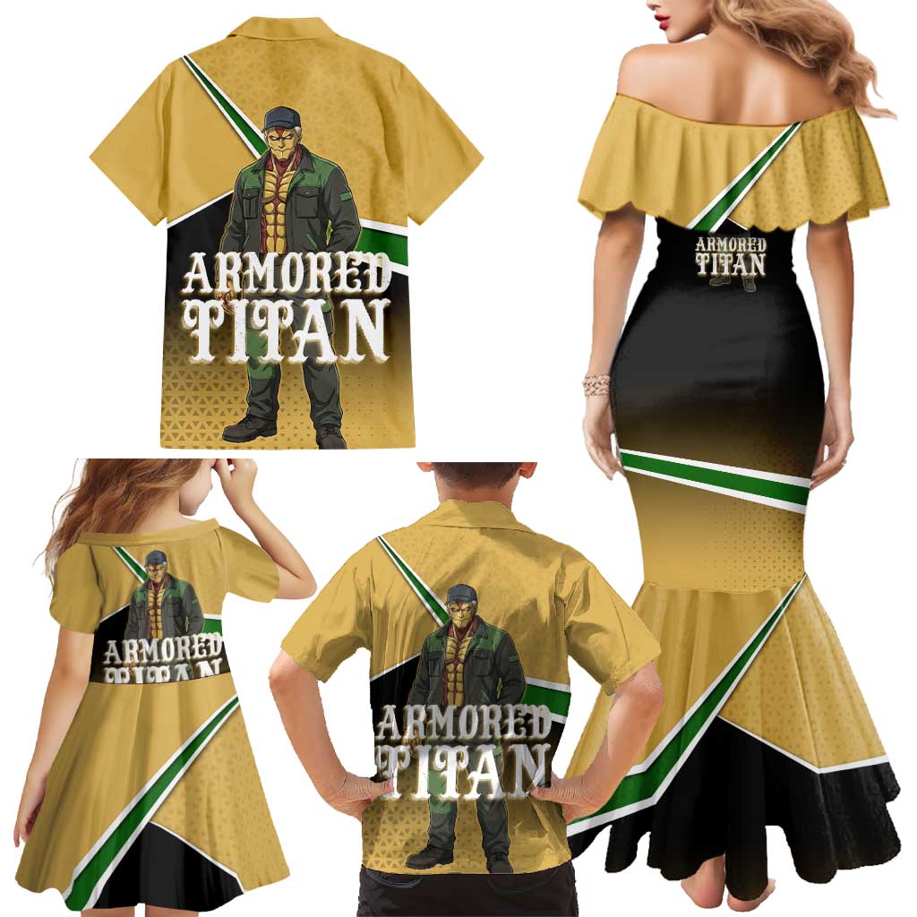 Armored Titan Attack on Titan Family Matching Mermaid Dress and Hawaiian Shirt Anime Urban Warrior Style