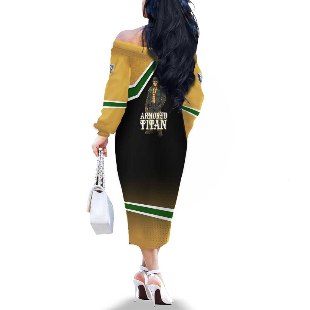 Armored Titan Attack on Titan Family Matching Off The Shoulder Long Sleeve Dress and Hawaiian Shirt Anime Urban Warrior Style