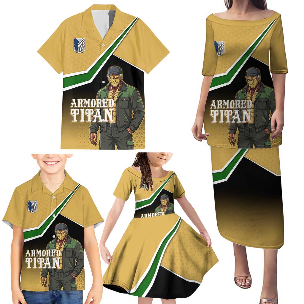 Armored Titan Attack on Titan Family Matching Puletasi and Hawaiian Shirt Anime Urban Warrior Style