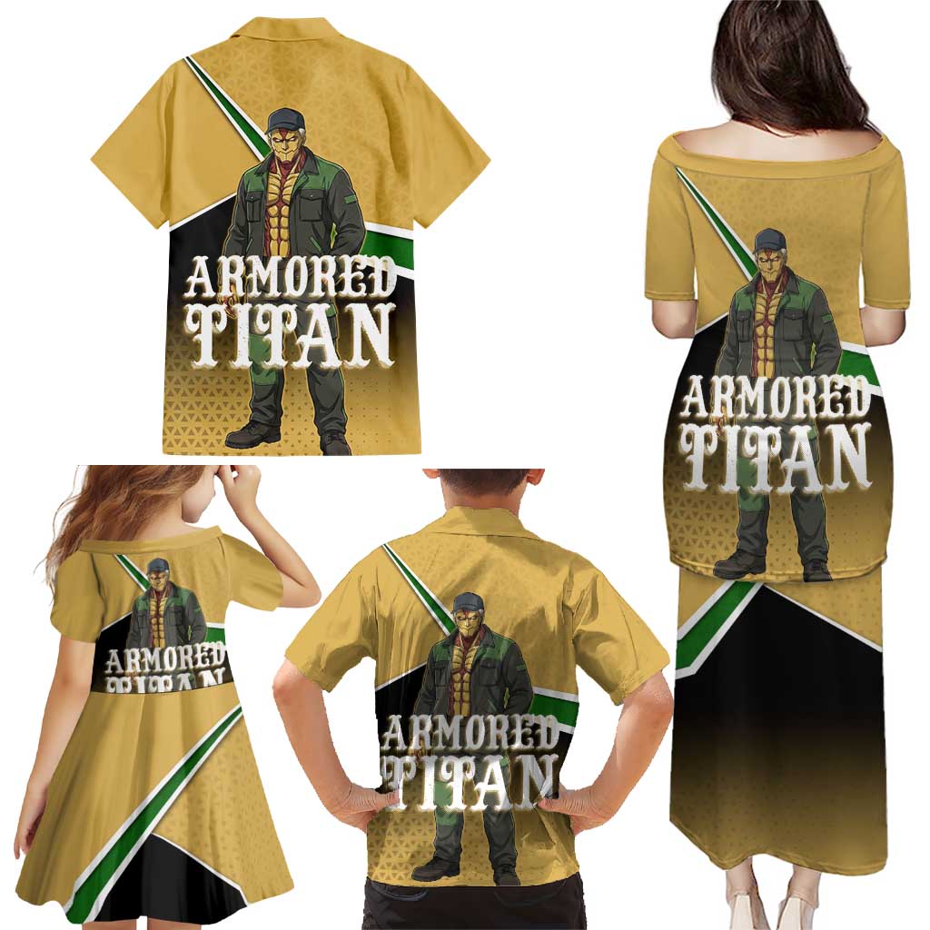 Armored Titan Attack on Titan Family Matching Puletasi and Hawaiian Shirt Anime Urban Warrior Style