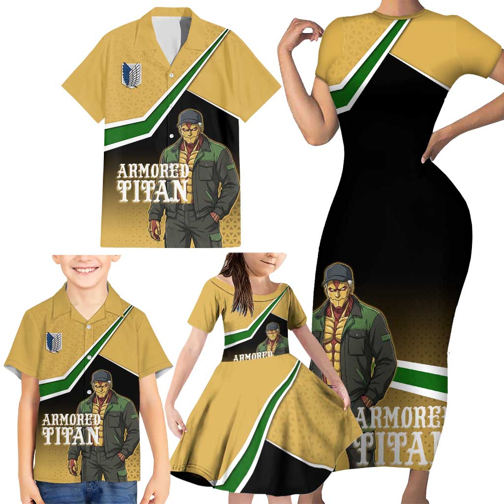Armored Titan Attack on Titan Family Matching Short Sleeve Bodycon Dress and Hawaiian Shirt Anime Urban Warrior Style