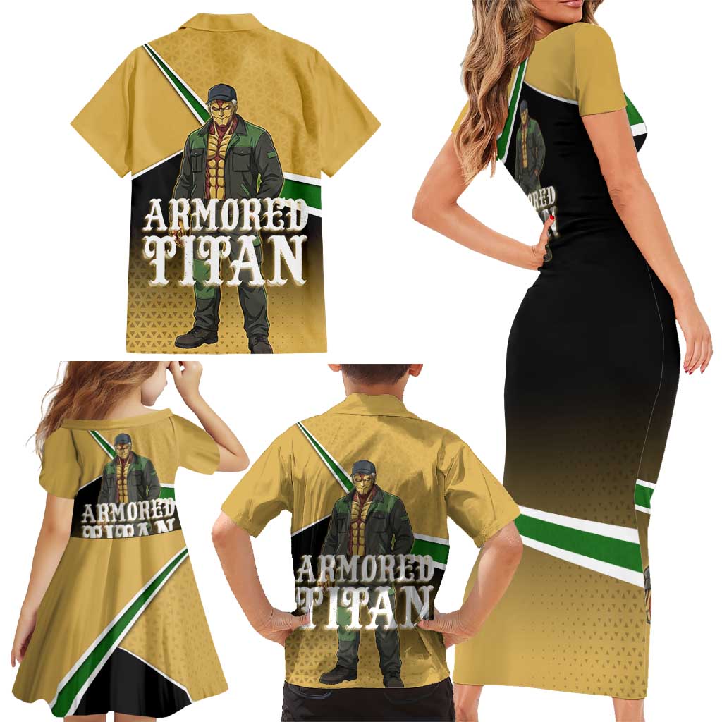 Armored Titan Attack on Titan Family Matching Short Sleeve Bodycon Dress and Hawaiian Shirt Anime Urban Warrior Style