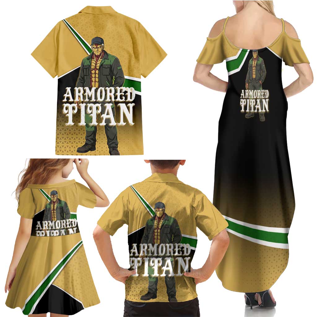 Armored Titan Attack on Titan Family Matching Summer Maxi Dress and Hawaiian Shirt Anime Urban Warrior Style