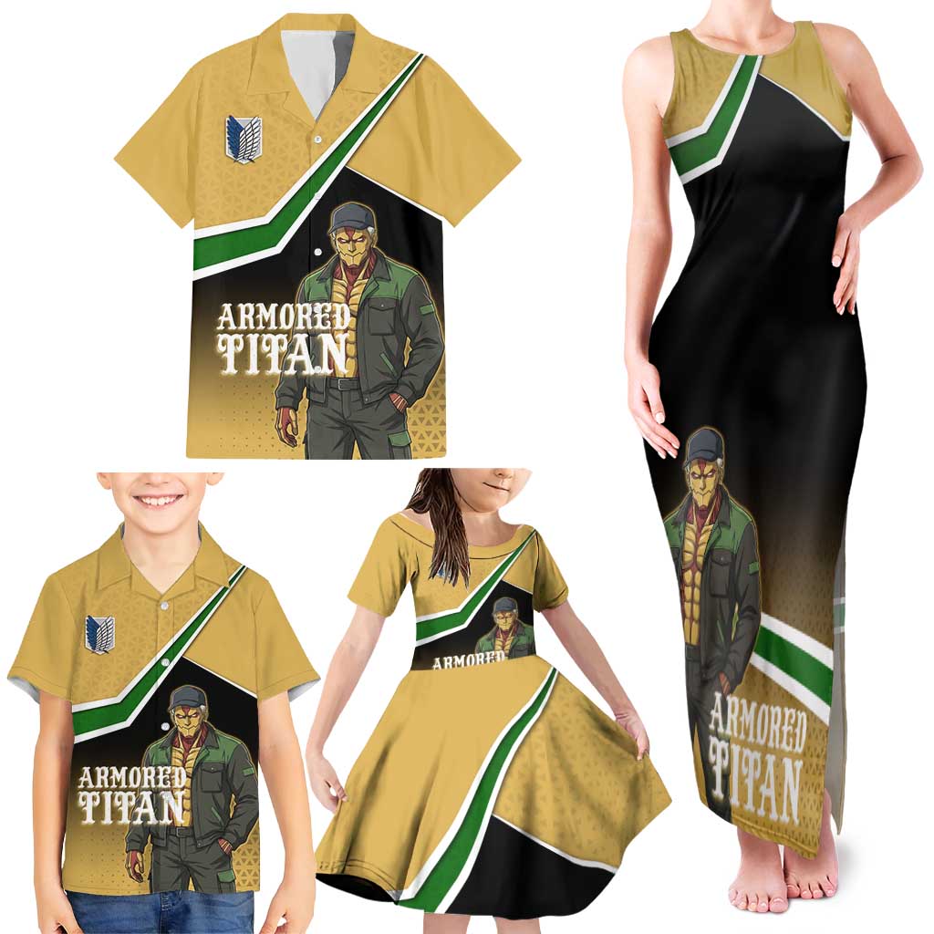 Armored Titan Attack on Titan Family Matching Tank Maxi Dress and Hawaiian Shirt Anime Urban Warrior Style