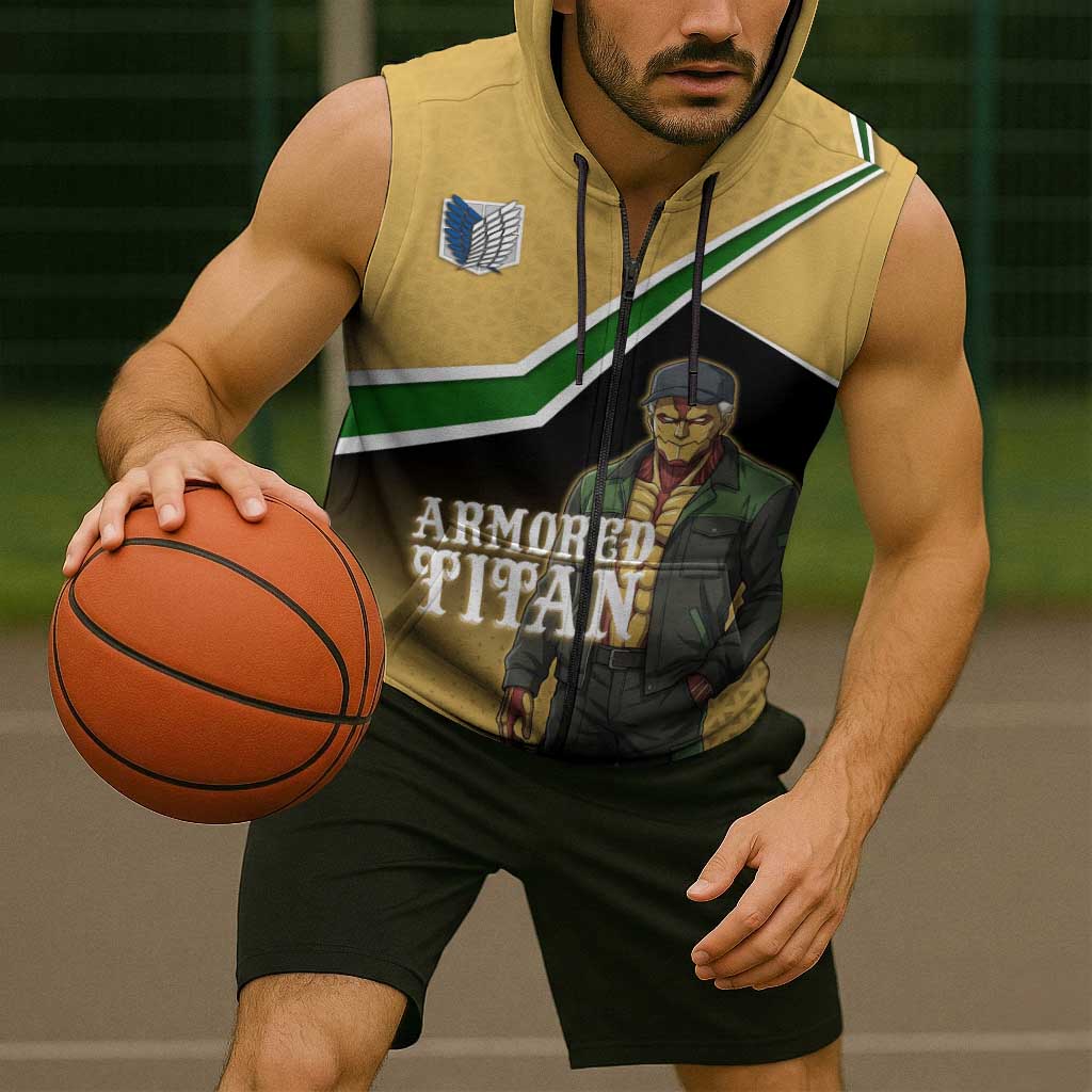 Armored Titan Attack on Titan Sleeveless Zip Hoodie Anime Urban Warrior Style