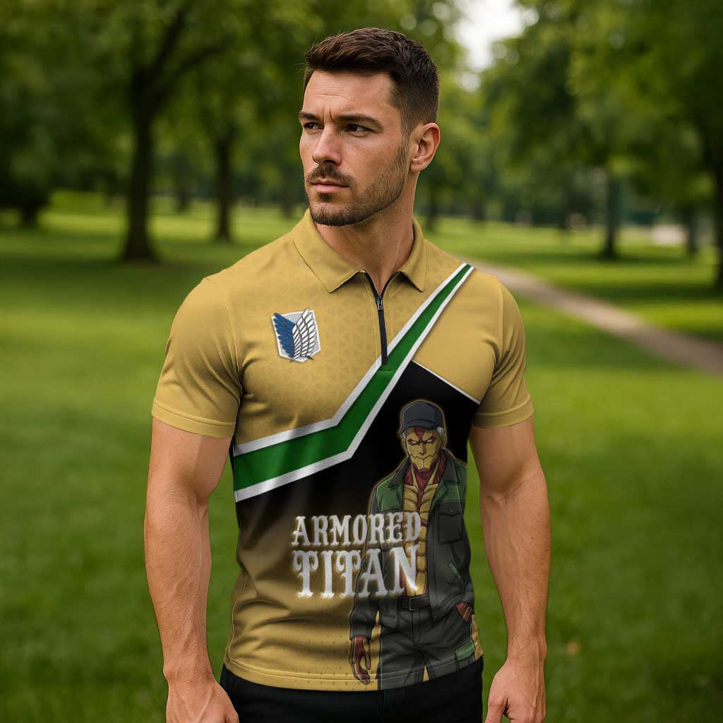 Armored Titan Attack on Titan Zipper Polo Shirt Anime Urban Warrior Style