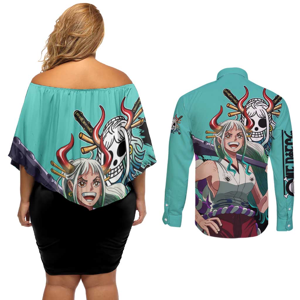 Yamato - One Piece Couples Matching Off Shoulder Short Dress and Long Sleeve Button Shirt Anime Style