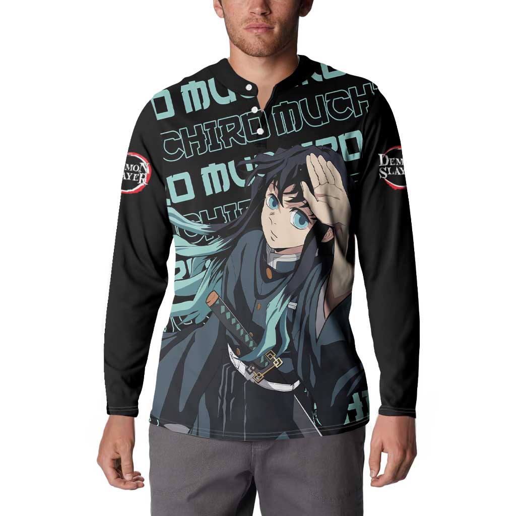 Muichiro Tokito - Demon Slayer Button Sweatshirt Anime Mix Pattern Style