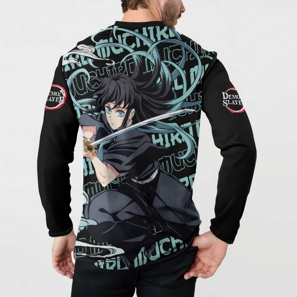 Muichiro Tokito - Demon Slayer Button Sweatshirt Anime Mix Pattern Style