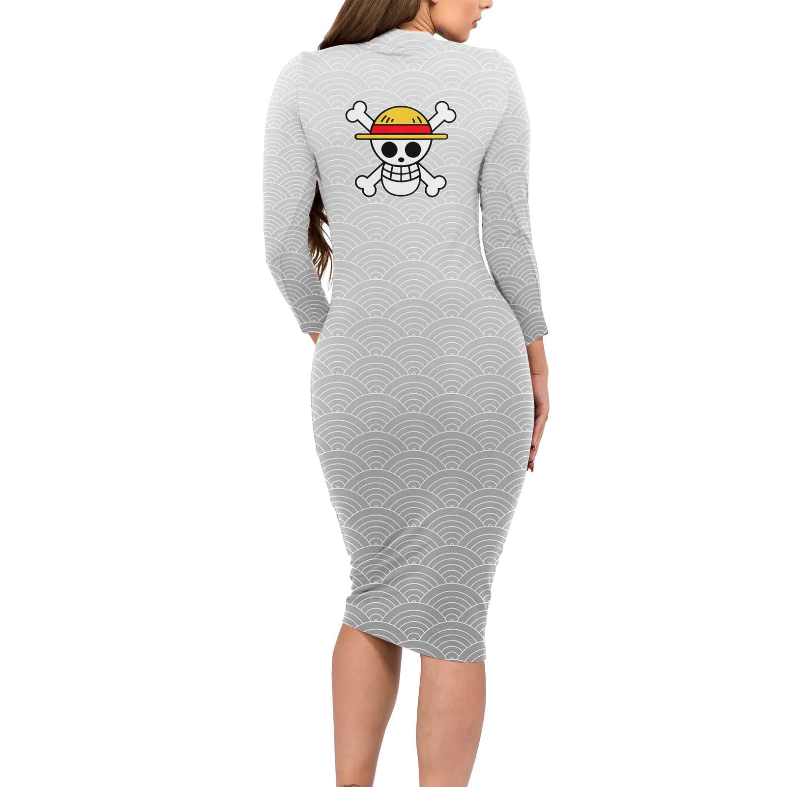 Luffy - One Piece Long Sleeve Bodycon Dress Anime Style