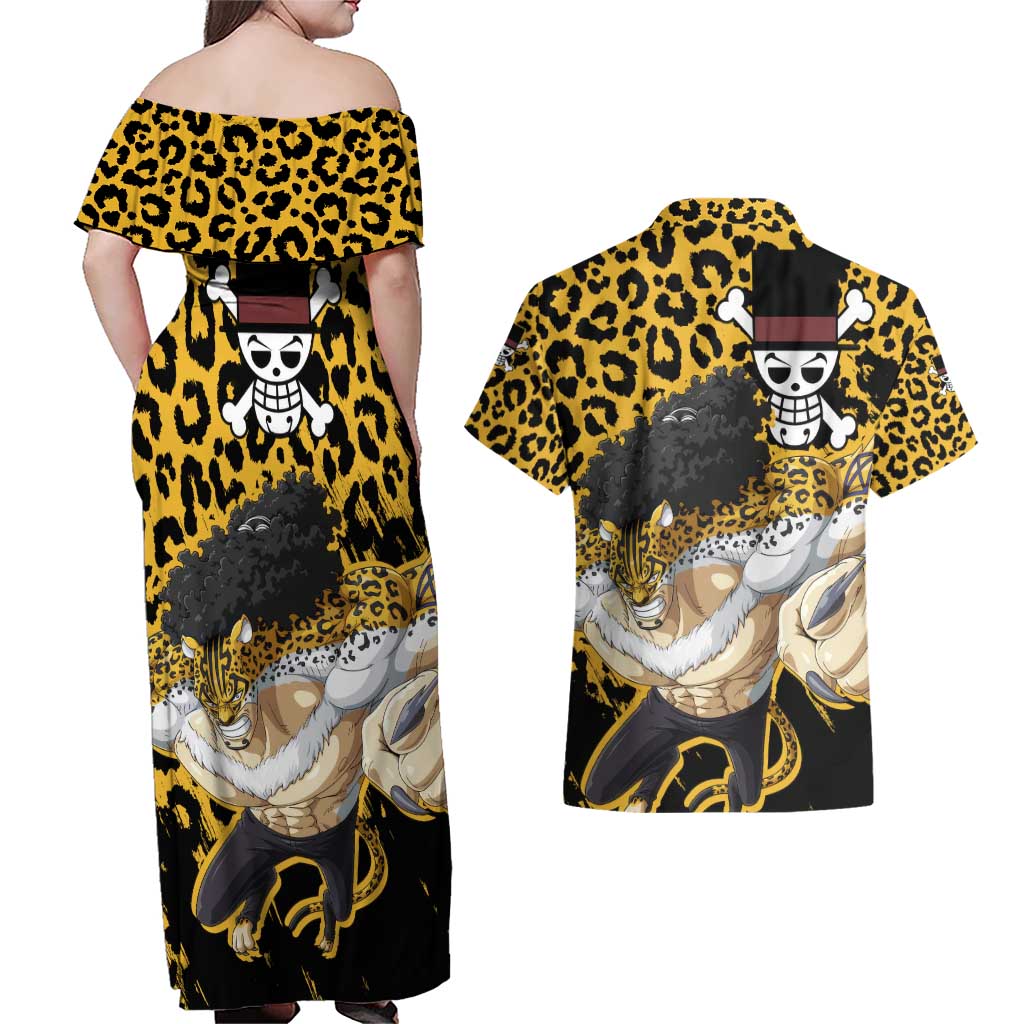 Rob Lucci - One Piece Couples Matching Off Shoulder Maxi Dress and Hawaiian Shirt Anime Style