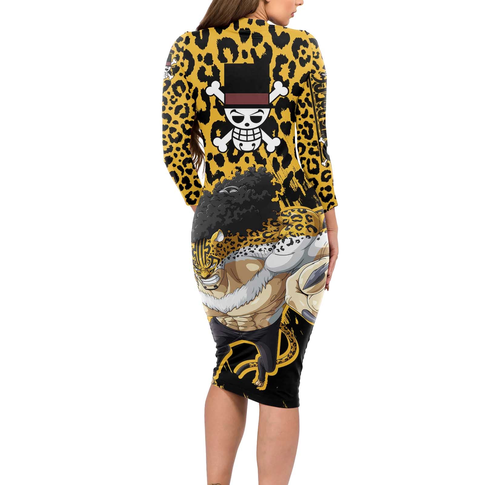 Rob Lucci - One Piece Long Sleeve Bodycon Dress Anime Style