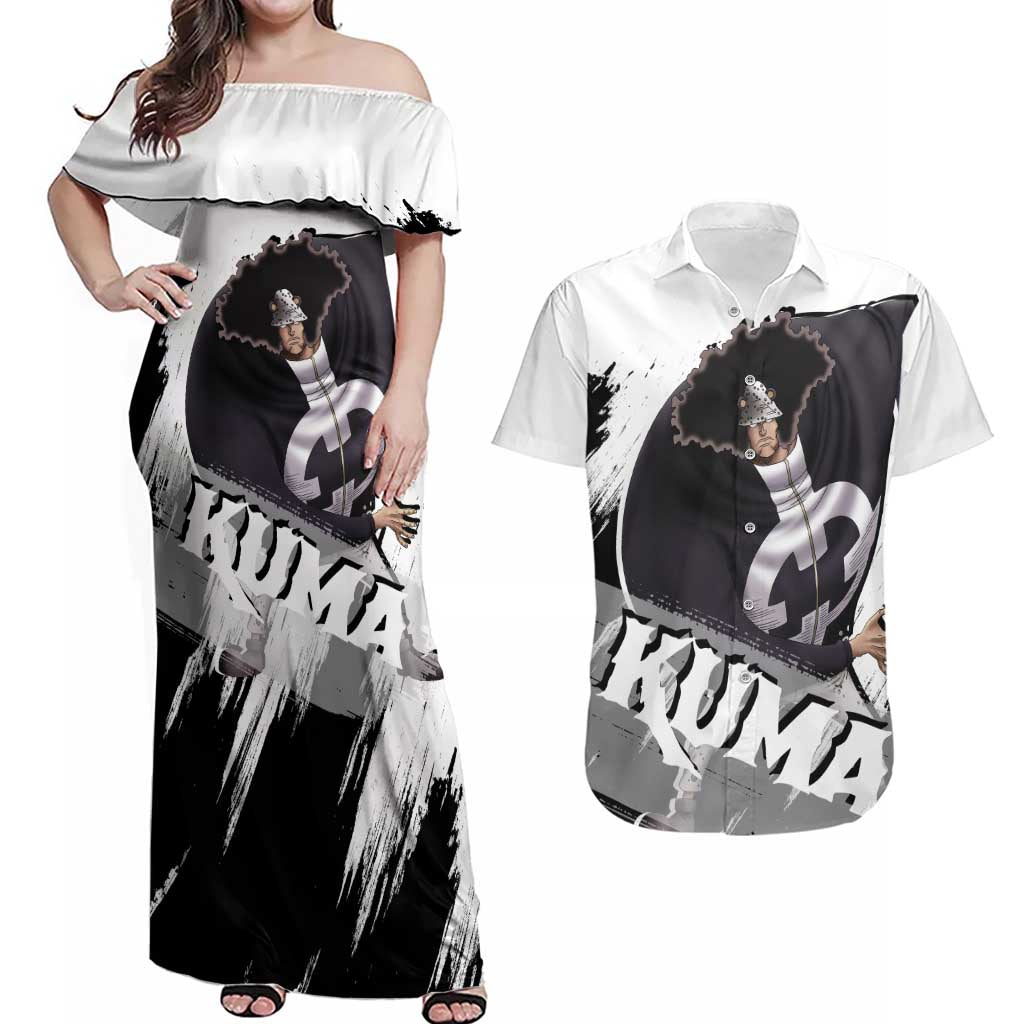 Kuma - One Piece Couples Matching Off Shoulder Maxi Dress and Hawaiian Shirt Anime Style