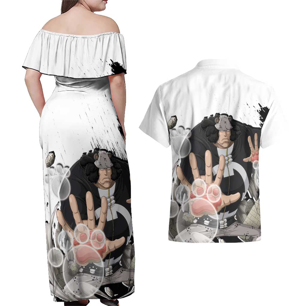 Kuma - One Piece Couples Matching Off Shoulder Maxi Dress and Hawaiian Shirt Anime Style