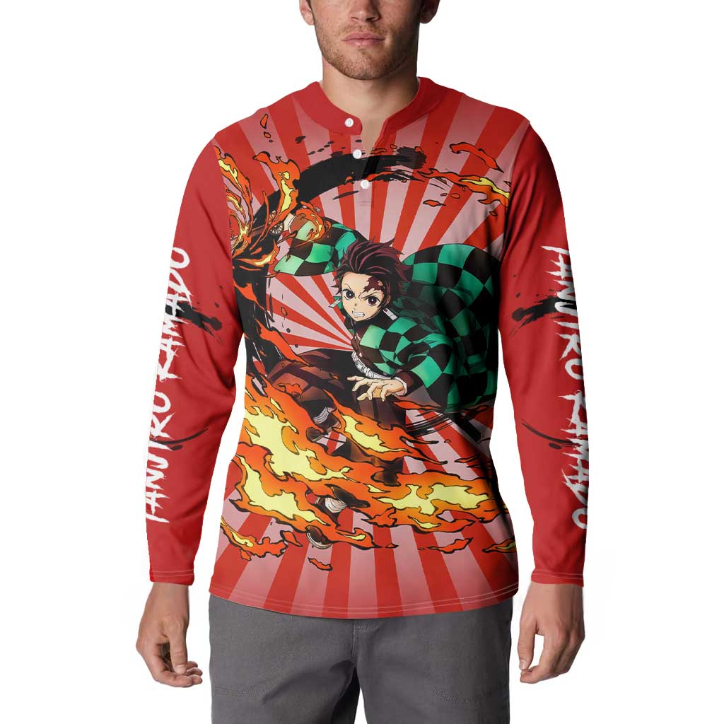 Tanjiro Kamado - Demon Slayer Button Sweatshirt Anime Style