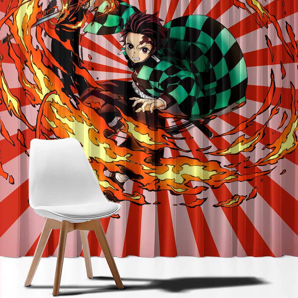 Tanjiro Kamado - Demon Slayer Window Curtain Anime Style